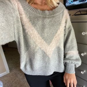 Express Gray and Pink Sweater